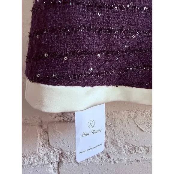 Miss Rosier Brigitte Purple Tweed Jacket & Mini Skirt Set NWT M Fits Small - Picture 12 of 14